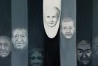 Obraz przedstawiający 8 ludzkich twarzy ludzkich w tym jednej kobiety-autor Bożena Graciano